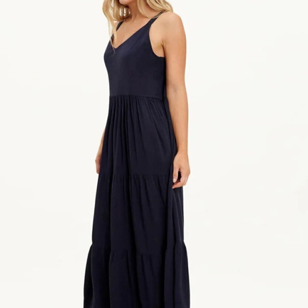 Splendid Army Green Linen Maxi Dress Wynona Size Small